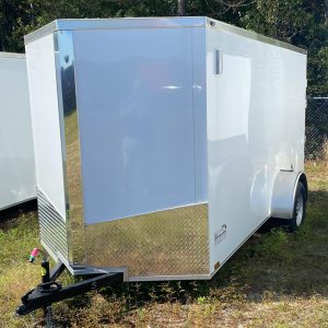 Enclosed Cargo Trailer white silver trim side